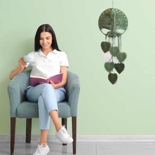 ACRNIGHEET DIY Macrame Kit for Adults Beginners Handmade Green Leaves Tree of Life DIY Boho Macrame Wall Hanging Ornaments with Macrame Supplies Macrame Wall Hanging Kit for Home Decor - Image 5