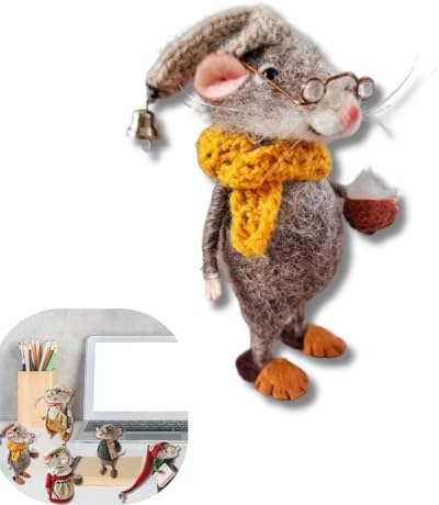Cute Needle Felted Mouse, 2025 New Needle Felted Christmas Mouse Doll Decorations, Mini DIY Handmade Christmas Needle Felted Mouse Desktop Statue (C) by Unknown