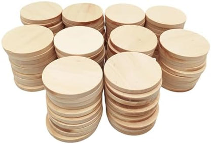 100PCS Natural Wood Slices 2 inch Blank Round Wooden Discs Unfinished Wood Circles Blank Wooden Ornaments for DIY Crafts - Image 6