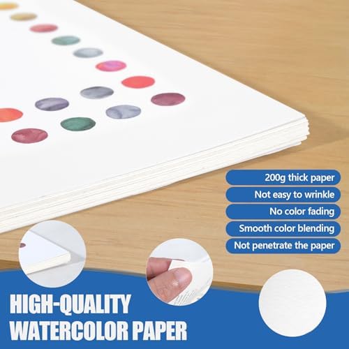 Watercolor Workbook for Beginners, Water Color Paint Book Set with Paints & Brush, 12 Beautiful Flower Patterns of Original DIY Designs, Relaxing & Creative & Joy Adult Coloring Books - Image 3