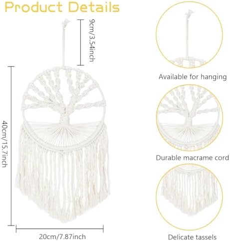 FREEBLOSS DIY Macrame Tree of Life Wall Hanging Kit Macrame Tapestry Wall Hanging Tree of Life Dreamcatcher Wall Hanging Decor for Living Room Macrame Kit for Beginner with Instruction - Image 2