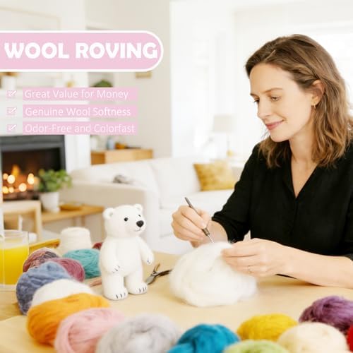 3.4oz Needle Felting Wool Light Pink for DIY Needle Craft Enthusiasts - Image 4