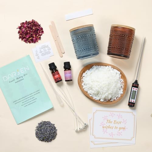 DARJEN Candle Making Kit for Beginners, 2 Jars Soy Wax Scented DIY Set - Image 3