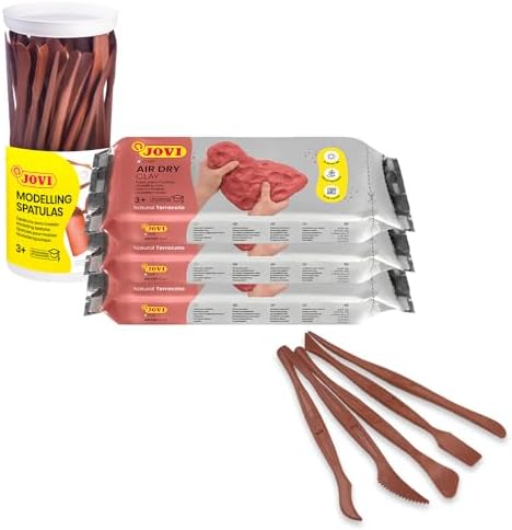 Jovi - Air Dry Modeling Clay, 3 x 1.1lb Terracotta Clay Bars with 45 Sculpting Tools (5 Different Models), Pottery Clay for Kids and Adults by Jovi