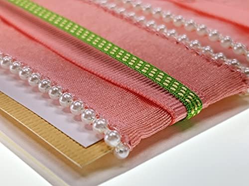 Ribbon Storage, DIY Greeting Card Kit Ribbon Cards Handmade DIY Card Kits Card Making Kit, Thank You & Birthday Cards Card Kit for 10 Project Card (Coral Flowers & Pearls) - Image 2