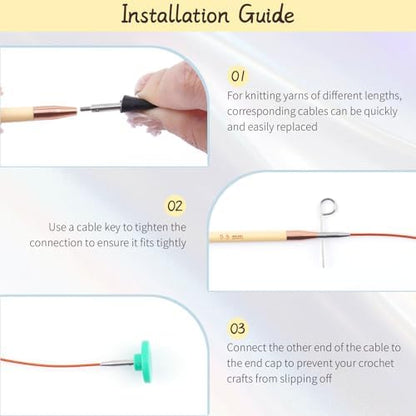 BsHooker Bamboo Interchangeable Circular Knitting Needles Set with Case - Image 4
