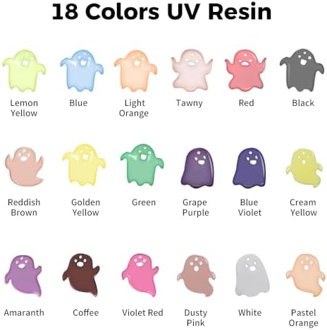 Honcaring UV Resin, 18 Colors UV Curing Hard Type Resin Clear, Fast Curing Odorless & Colored UV Resin Kit for Jewelry Making, Crafts, DIY(20g/0.68oz Each) - Image 2