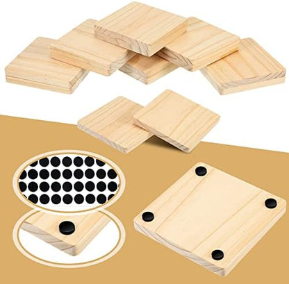 Meanplan Blank Wooden Coasters for Crafts with Non Slip Pads, Unfinished Wood Coasters for DIY Painting, Engraving, Burning, Table Protection(4 x 4 x 0.31 Inch,Square,Wood) (Pack of 4) - Image 4
