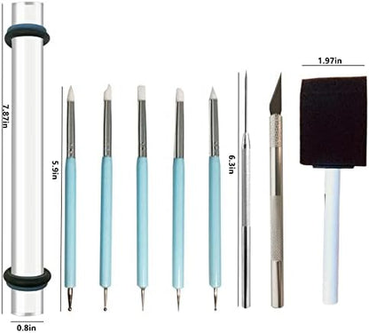 22 Air Dry Clay Tools for Adults Jewelry Making Sculpting Polymer Supplies Acrylic Roller Paint Brushes Set Dotting Scoring Stylus Craft Glue Sponge Silicone Clear Modeling Airdry Earring Kit - Image 3