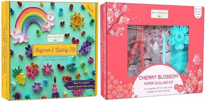 MY CREATIVE CAMP Beginner's Quilling Kit + Cherry Blossom Quilling Kit Bundle by MyCreativeCamp