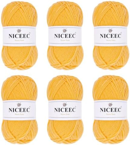 NICEEC 300g Soft Assorted Colors Yarn 100% Acrylic 870yds -Yellow9# by NICEEC