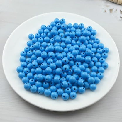 200pcs Acrylic Round Beads for Crafts 10mm Resin Candy Color Spacer Beads with Hole for Jewelry Making Sewing Crafts Decoration Necklaces Bracelets Earrings Supplies(Sky Blue) - Image 2
