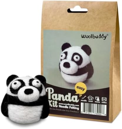 Woolbuddy Needle Felting Starter Kit (Panda) for Beginner & Adult with Tool by Woolbuddy