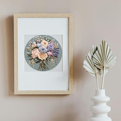 FONNUY Bouquet Flowers Embroidery Kit for Beginners, Pre-Stamped Pattern Kits for Adults with Hoop, Easy to Follow Color Thread Needlework, 8'' Hoop (Joyful Bouquet) - Image 2