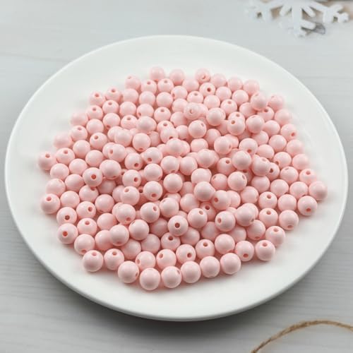 200pcs Acrylic Round Beads for Crafts 10mm Resin Candy Color Spacer Beads with Hole for Jewelry Making Sewing Crafts Decoration Necklaces Bracelets Earrings Supplies(Light Pink) - Image 2