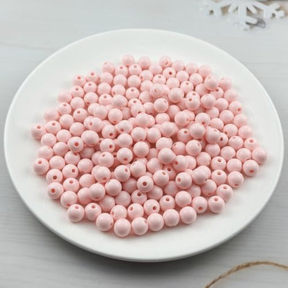 200pcs Acrylic Round Beads for Crafts 10mm Resin Candy Color Spacer Beads with Hole for Jewelry Making Sewing Crafts Decoration Necklaces Bracelets Earrings Supplies(Light Pink) - Image 2