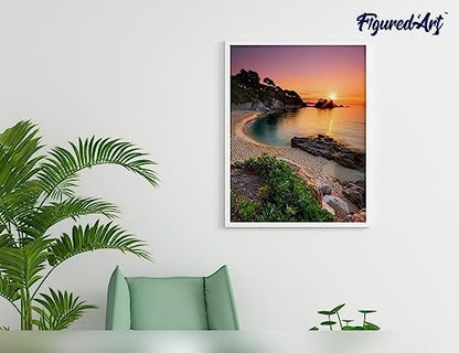 Figured'Art Paint by Numbers Kit for Adults Quiet Beach at Dusk 16"x20" - Craft Art Painting Rolled Canvas with DIY Wooden Frame - Image 4
