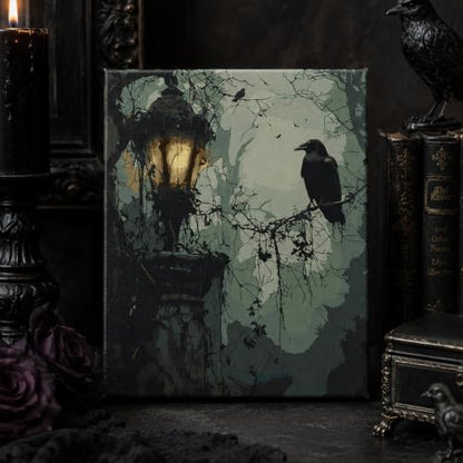 Gothic Paint by Numbers Kit for Adults,Crow DIY Paint by Number with Frame - Image 2