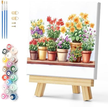 Natuyalo Potted Plant Paint by Number with Frame 12"x12" - Framed Paint by Numbers Kit for Adults Beginners, Flowers Acrylic Painting by Number Kits Framed Ideal Gift by Natuyalo
