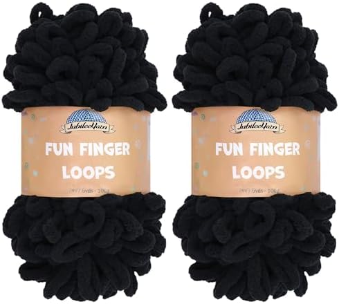 JubileeYarn Fun Finger Loops Yarn - Black - 2 Skeins by BambooMN