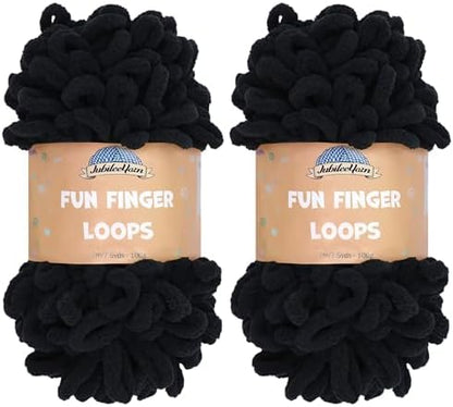 JubileeYarn Fun Finger Loops Yarn - Black - 2 Skeins by BambooMN
