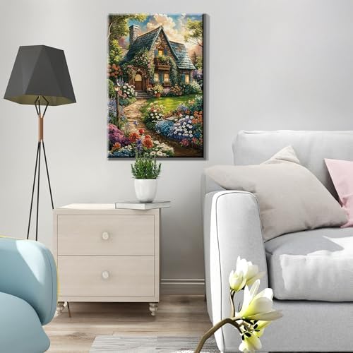 JOOZ Paint by Numbers Kit for Adults with Frame, Landscape Paint by Number Canvas, House Flowers Paint by Number with Easel, DIY Acrylic Oil Painting Kit for Home Wall Decor 8 x 12 Inch - Image 5