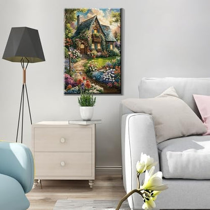 JOOZ Paint by Numbers Kit for Adults with Frame, Landscape Paint by Number Canvas, House Flowers Paint by Number with Easel, DIY Acrylic Oil Painting Kit for Home Wall Decor 8 x 12 Inch - Image 5