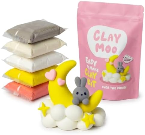 Moon Bunny Clay Kit – Air Dry Foam Clay Craft for Adults & Teens by Claymoo