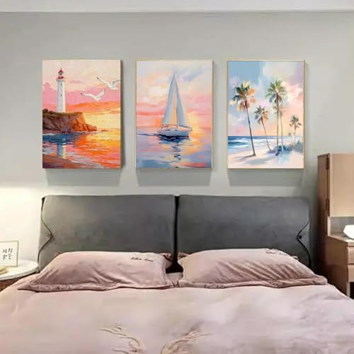 3 Pack Ocean Tree Paint by Numbers Kit for Adults Canvas, Frameworkless - Image 4