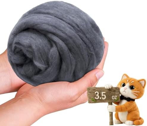 Wool Roving-3.5oz Needle Felting Wool, Soft Multi-Color Wool Fiber, Perfect Felting Wool Pure Wool, Chunky Yarn, for DIY Crafts, NeedleFelting Projects,and Artwork (Dark Shadow) by VKEDA
