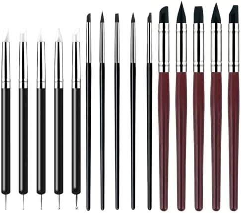 15 PCS Blue Clay Sculpting Tools Set, Professional Silicone Brushes & Dotting Tools Kit for Polymer Clay, Air Dry Clay, Pottery, Modeling & Crafting for Adult-Black by DAIXIANGER