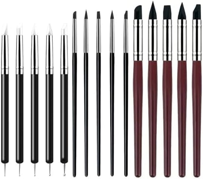 15 PCS Blue Clay Sculpting Tools Set, Professional Silicone Brushes & Dotting Tools Kit for Polymer Clay, Air Dry Clay, Pottery, Modeling & Crafting for Adult-Black by DAIXIANGER