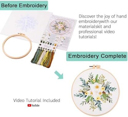 Harimau Letter Pattern V Embroidery Kit for Adult Beginners, Complete Starter Pack with 1 Hoop, Needles, Instruction Guide & Embroidery Stitch Video Tutorials - Image 3