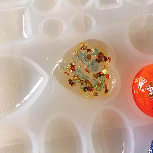 ScivoKaval Cabochon Gem Jewelry Silicone Mold Oval Teardrop Square Heart Round Shapes for Polymer Clay Crafting Resin Epoxy Pendant Earrings Making Casting DIY Craft Mold 29 Design 58 Cavity Large - Image 5