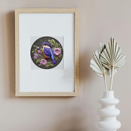 FONNUY Embroidery Kit for Beginners, Birds with Flowers Pre-Stamped Pattern Kits for Adults with Hoop, Easy to Follow Color Thread Needlework, 8'' Hoop (Purple 1) - Image 5