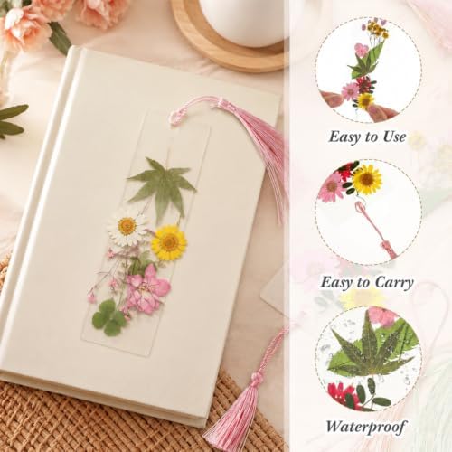 Fuyoooo 176 Pcs Pressed Flower Bookmark Kit,Pink,3 Size - Image 4