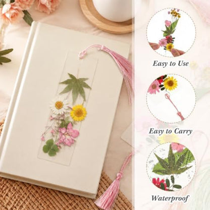 Fuyoooo 176 Pcs Pressed Flower Bookmark Kit,Pink,3 Size - Image 4