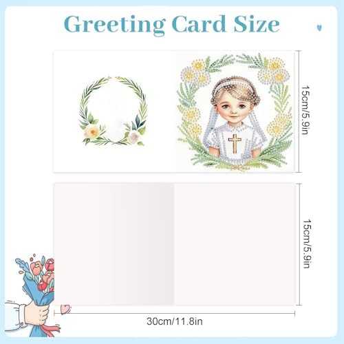 MVVMTOP 6pcs Diamond Art Painting Greeting Card, Nun DIY Cross Diamond Art Greeting Card for Blessing and Wishe Special Shaped Diamond Arts Crafts for Birthday Thanksgiving Day - Image 2