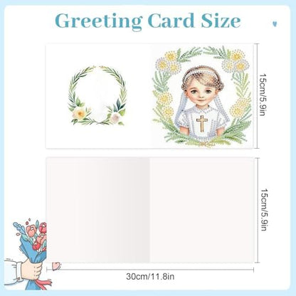 MVVMTOP 6pcs Diamond Art Painting Greeting Card, Nun DIY Cross Diamond Art Greeting Card for Blessing and Wishe Special Shaped Diamond Arts Crafts for Birthday Thanksgiving Day - Image 2