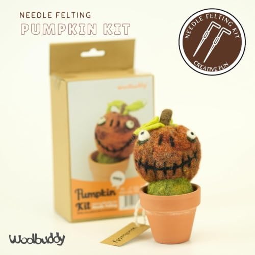 Woolbuddy Needle Felting Starter Kit (Pumpkin) for Adults with Tool & Guide - Image 2
