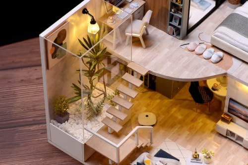 CUTEROOM DIY Miniature Dollhouse Kit with Furniture, Wooden Doll House Kit with LED Lights (L032) - Image 6