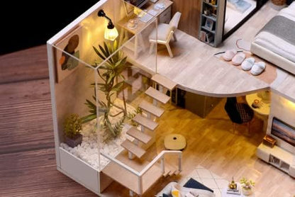CUTEROOM DIY Miniature Dollhouse Kit with Furniture, Wooden Doll House Kit with LED Lights (L032) - Image 6