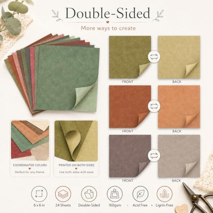 Aesthetic Paper Pad for Journaling 6x6 Double Sided, Warmth Patterned Paper Pack - Decorative Craft Cardstock & Scrapbooking Supplies for Card Making, Junk Journal Ephemera, Mini Albums - Image 4