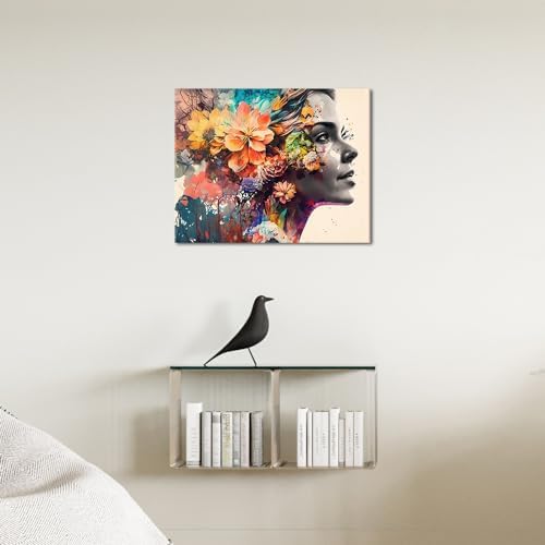 TUMOVO Woman Profile and Flowers Paint by Numbers Craft Kit for Adults - Image 4