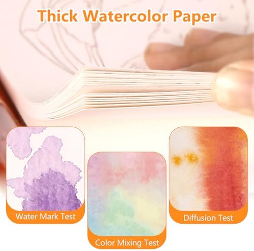Mulyric 2-Pack Watercolor Painting Books for Adults & Beginners - All-in-One Creative Stress Relief Art Kit with 3-Fold Pad, 32 Pre-Printed Pages, 24 Colors & 2 Brushes for Relaxation & Art Therapy - Image 5