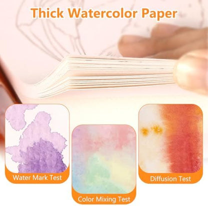 Mulyric 2-Pack Watercolor Painting Books for Adults & Beginners - All-in-One Creative Stress Relief Art Kit with 3-Fold Pad, 32 Pre-Printed Pages, 24 Colors & 2 Brushes for Relaxation & Art Therapy - Image 5
