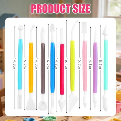Basic Polymer Clay Tools, Clay Sculpting Tools Acrylic Roller Pin, Clear Rectangle Sheet Press Board, Double-Ended Pottery Carving Set for Beginner (26) - Image 3
