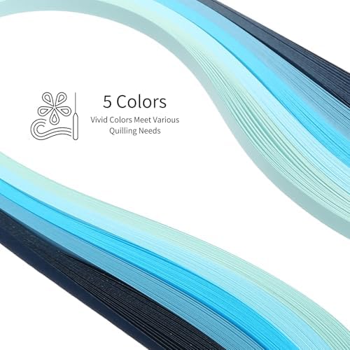 MECCANIXITY Paper Quilling Kit, 21.3 Inch 5mm Paper Quilling Strips with Blue Pen for Beginners DIY Hand Crafts Teaching Tools Flower Decoration(Blue, Pack of 120) - Image 3