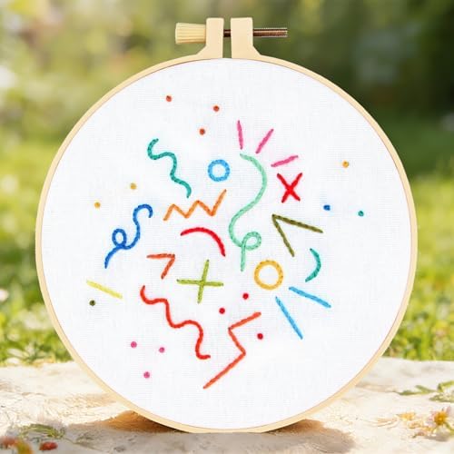 Beginners Embroidery Stitch Practice Kits, Easy Hand Embroidery Starters Kit for Beginners Adults, Stamped Cross Stitch Kits DIY Needlepoint Kits for Beginners Adults, Embroidery Hoop & Video Tutorial - Image 7