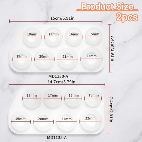 2Pcs Resin Ring Molds,Silicone Resin Rings Making Kit,Round Pendant Jewelry Casting Mold for DIY Earrings Necklace Pendants Keyrings Crafts Decorations Making (8 Different Sizes) - Image 2